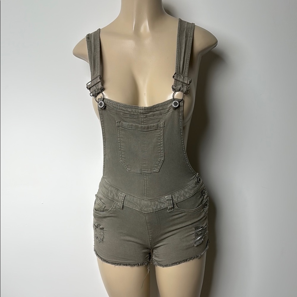 Women's Olive Green Denim Overalls